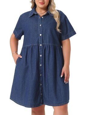 Plus Size Denim Babydoll Sundress | Casual Jean Dress for Women